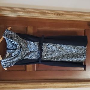 Belted sheath dress cowl neck zebra print sleeveless womens 4